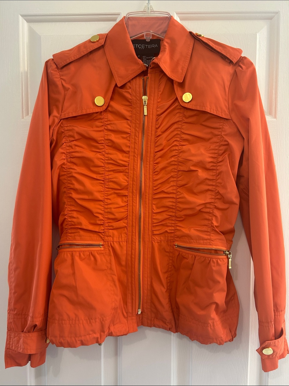 Etcetera Vibrant Orange Ruched Utility Jacket